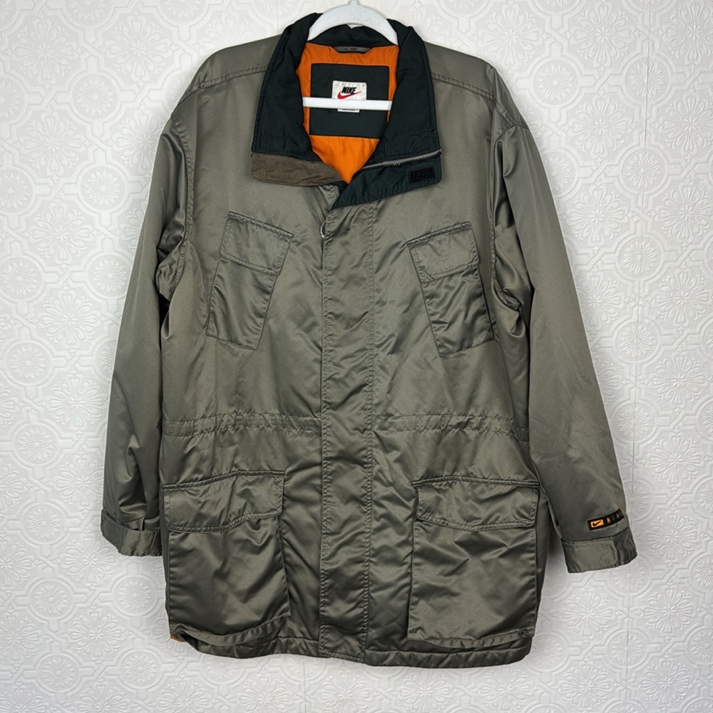 Vintage Nike Parka Jacket Coat Olive Green Cargo Puffer Warm Men’s Large 90s Y2K